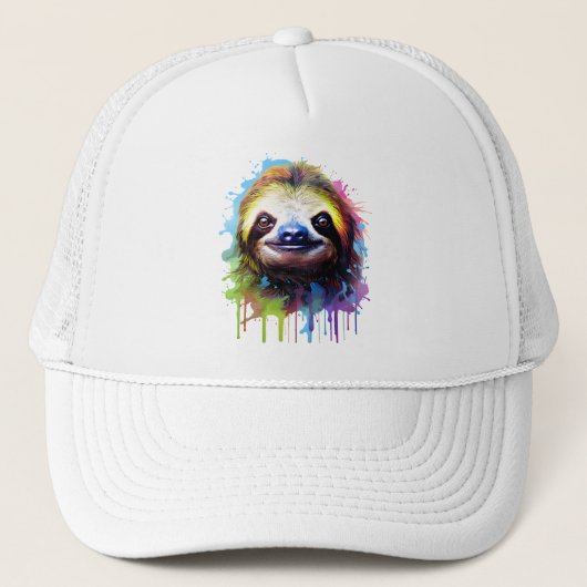 fröhlicher Spritzer Sloth Truckerkappe (Vorderseite)