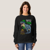 Fröhlicher St PaTRex Dinosaurier Saint Patrick Tag Sweatshirt (Vorne ganz)