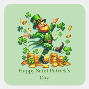 Fröhlicher St. Patrick's Day individuell anpassbar Quadratischer Aufkleber
