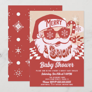 Fröhlicher, strahlender Retro-Weihnachtsmann-Weihn Einladung