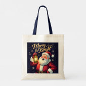Fröhlicher, strahlender Santa mit Laterne Illustra Tragetasche (Rückseite)