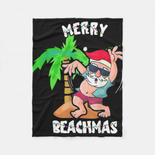 Fröhlicher Strand Weihnachten im Juli Lustiger Wei Fleecedecke