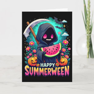 Fröhlicher Summerween-Skelett-Kürbis-Sommer-Wa Karte
