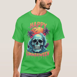 Fröhlicher Summerween-Skelett-Sommer-Wassermelonen T-Shirt