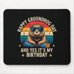 Fröhlicher Tag des Murmeltieres Geburtstag Lustig Mousepad
