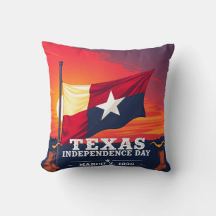 Fröhlicher Texas Unabhängigkeitstag 1836 Kunst Kissen