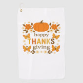 Fröhlicher Thanksgiving Blumenkürbis Klassischer T Golfhandtuch (Vorderseite)