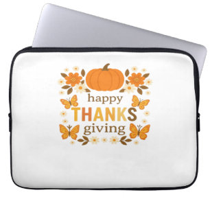 Fröhlicher Thanksgiving Blumenkürbis Klassischer T Laptopschutzhülle