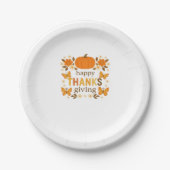 Fröhlicher Thanksgiving Blumenkürbis Klassischer T Pappteller (Vorderseite)