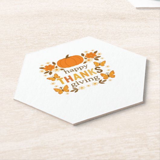 Fröhlicher Thanksgiving Blumenkürbis Klassischer T Untersetzer (angewinkelt)