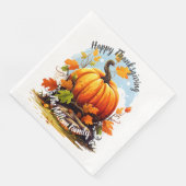 Fröhlicher Thanksgiving bunter Kürbis essbar Serviette (Ecke)
