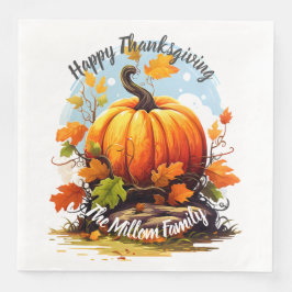 Fröhlicher Thanksgiving bunter Kürbis essbar Serviette