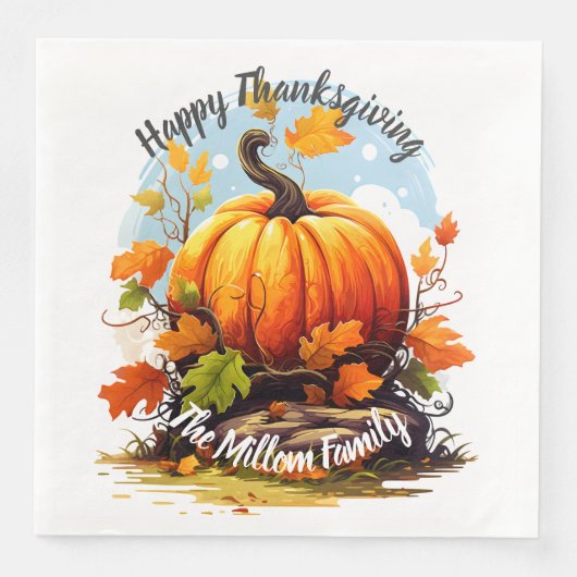 Fröhlicher Thanksgiving bunter Kürbis essbar Serviette (Vorderseite)