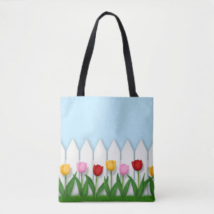 Fröhlicher Tulpenblumengarten anpassbar Tasche