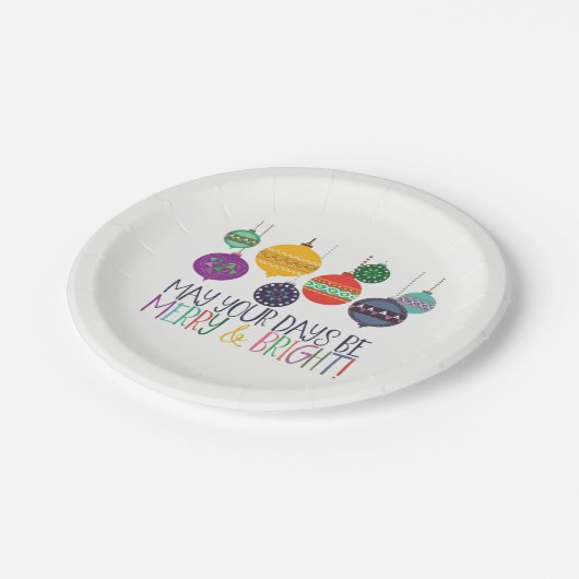 Fröhlicher u. heller Weihnachtspapier-Teller Pappteller (Schrägansicht)