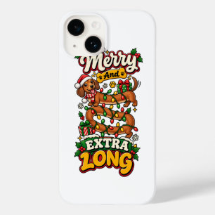 Fröhlicher und extra langer Dachshund Weihnachten Case-Mate iPhone 14 Hülle