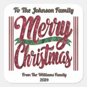 Fröhlicher und farbenfroher Weihnachtsjubeln! Quadratischer Aufkleber (Vorderseite)