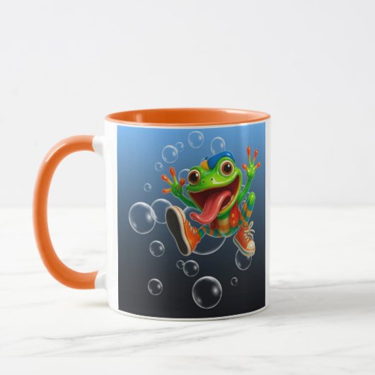 Fröhlicher und feiner Mug, Frosch unter Wasser. Tasse (Links)