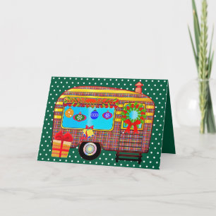 Fröhlicher und festlicher Retro-Camper Feiertagskarte