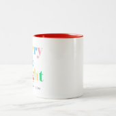 Fröhlicher und fröhlicher Spaß - farbenfrohe Typog Zweifarbige Tasse (Mittel)