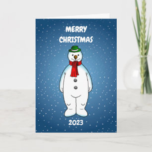 Fröhlicher und Glücklicher Schneemann Feiertagskarte