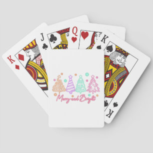 Fröhlicher und heller Baum Neon-Weihnachten Spielkarten