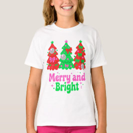 Fröhlicher und heller Disco-Weihnachtsbaum-Bogen-K T-Shirt