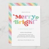 Fröhlicher und heller festlicher Farbenfroh Retro- Einladung (Vorne/Hinten)