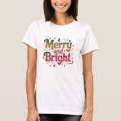 Fröhlicher und heller Gradient-Text Weihnachten T-Shirt (Vorderseite)