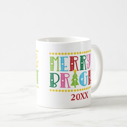 Fröhlicher und heller moderner, farbenfroher Weihn Kaffeetasse (VorderseiteRechts)