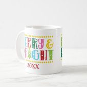 Fröhlicher und heller moderner, farbenfroher Weihn Kaffeetasse (Vorderseite Links)