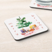 Fröhlicher und heller moderner Weihnachtsbaum Getränkeuntersetzer (Linke Seite)