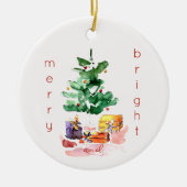 Fröhlicher und heller moderner Weihnachtsbaum Keramik Ornament (Vorne)