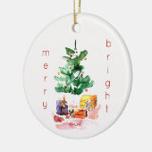Fröhlicher und heller moderner Weihnachtsbaum Keramik Ornament (Links)