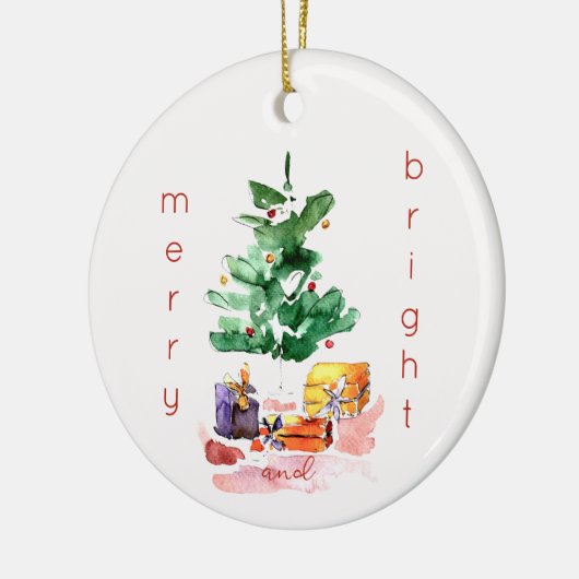 Fröhlicher und heller moderner Weihnachtsbaum Keramik Ornament (Links)