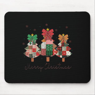 Fröhlicher und heller Patchwork-Weihnachtsbaum Vin Mousepad
