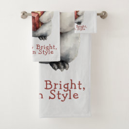 Fröhlicher und heller Pinguin-Weihnachten Badhandtuch Set