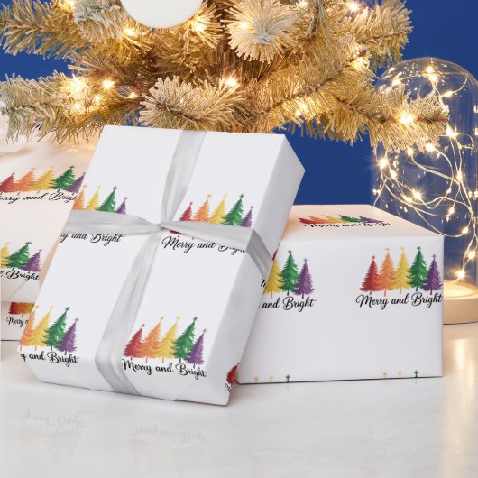 Fröhlicher und heller Regenbogen-Weihnachtsbaum Ga Geschenkpapier (Feiertage)