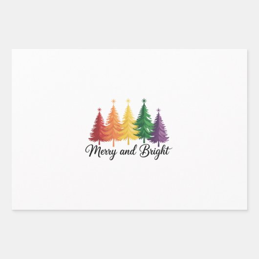 Fröhlicher und heller Regenbogen-Weihnachtsbaum Ga Geschenkpapier Set (Vorderseite)