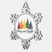 Fröhlicher und heller Regenbogen-Weihnachtsbaum Ga Schneeflocken Zinn-Ornament (Rechts)