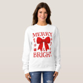Fröhlicher und heller roter Gingham-Bogen-Weihnach Sweatshirt (Vorne ganz)