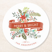 Fröhlicher und heller runder pappuntersetzer (Vorderseite)