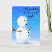 Fröhlicher und heller Schneemann am knusprigen Win Karte (Vorderseite)