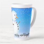 Fröhlicher und heller Schneemann mit blauem Himmel Milchtasse (Rechte Ecke)