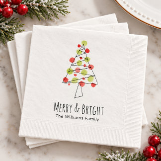 Fröhlicher und heller Wasserfarben-Weihnachtsbaum Serviette
