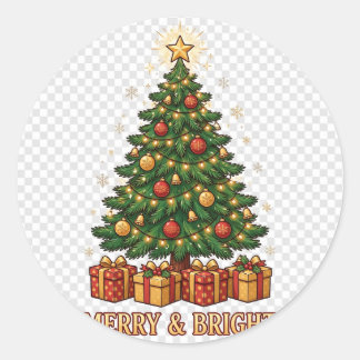 Fröhlicher und heller Weihnachtsaufkleber Runder Aufkleber