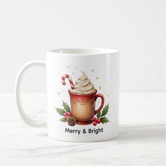 Fröhlicher und heller Weihnachtskaffee Kaffeetasse (Links)
