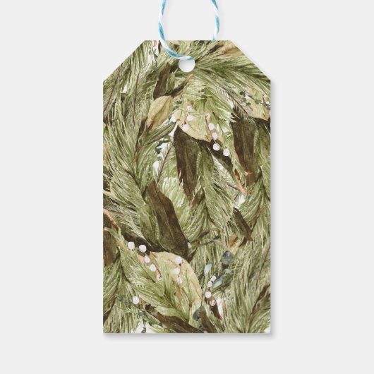 Fröhlicher und heller Weihnachtskranz Geschenkanhänger (Rückseite)