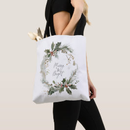 Fröhlicher und heller Weihnachtskranz Tasche