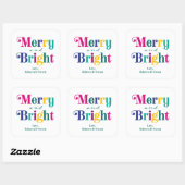 Fröhlicher und heller Weihnachtsurlaub Quadratischer Aufkleber (Blatt)